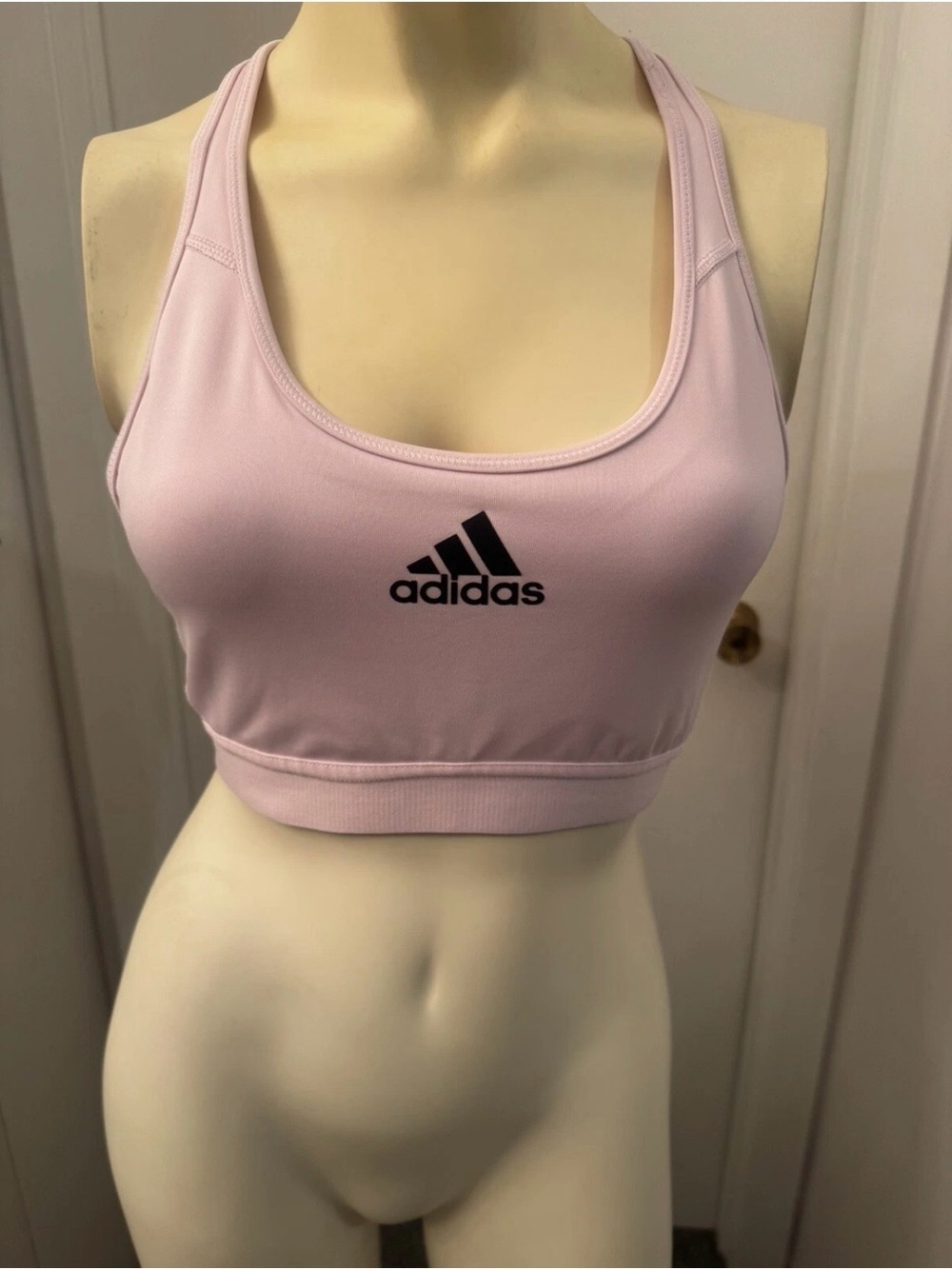 adidas Pink Racerback Sports Bra with Black Logo